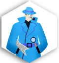 Indore Detective icon with blue dress.