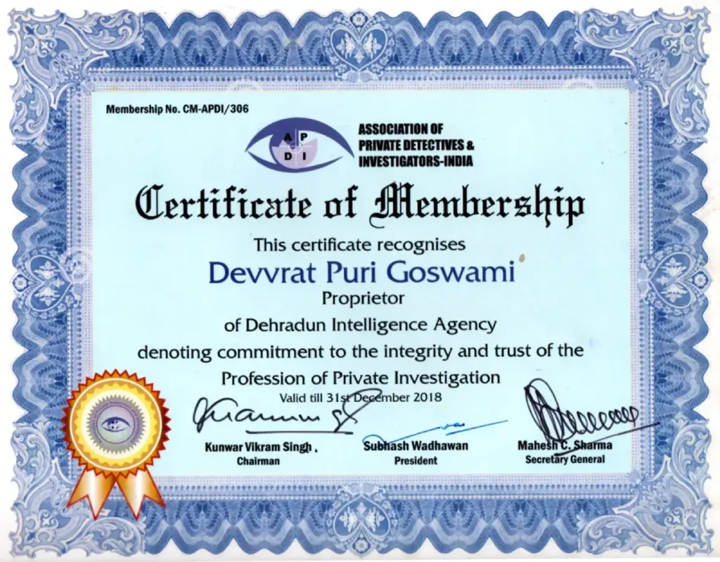 APDI Certificate of Membership 2018.